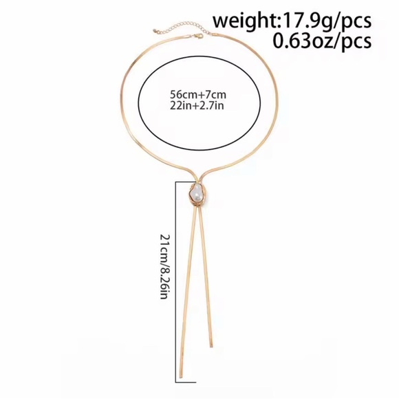 Stylish Gold Necklace with White Pearl Pendant - Picture 4 of 6